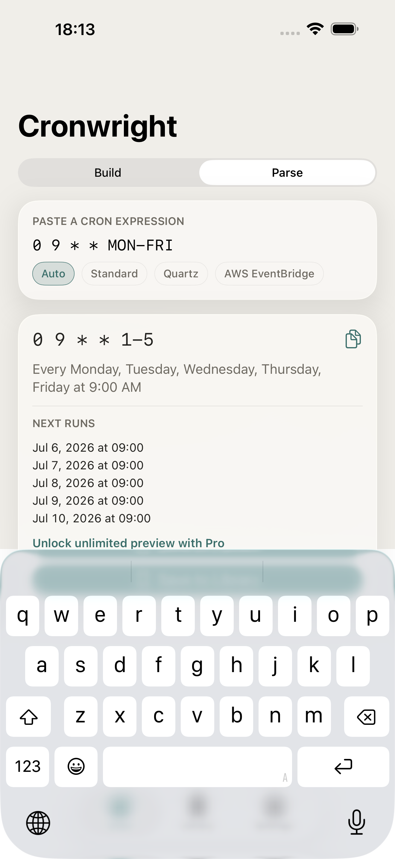 Cronwright screenshot 1
