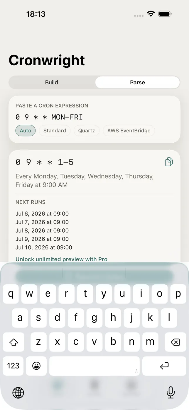 Cronwright screenshot 1