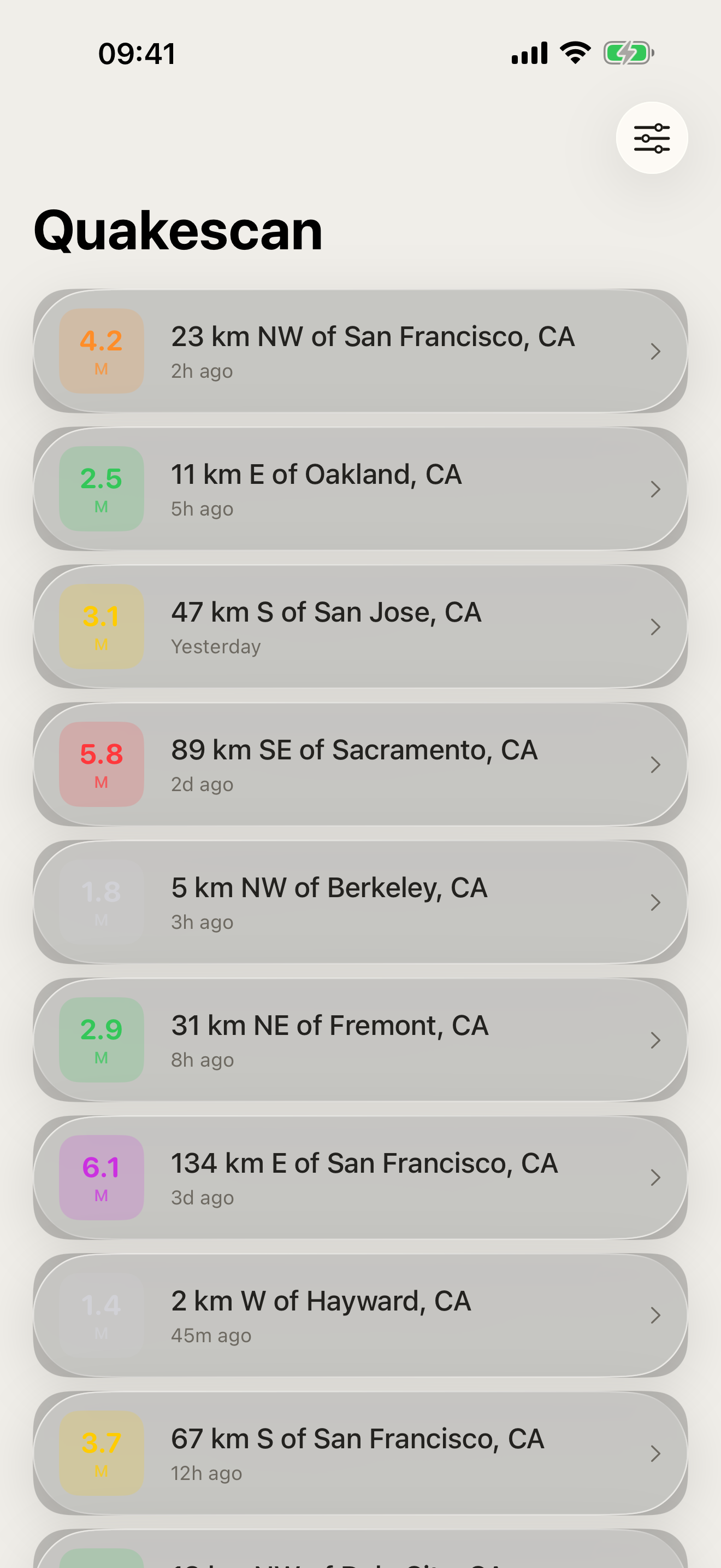 Quakescan screenshot 2